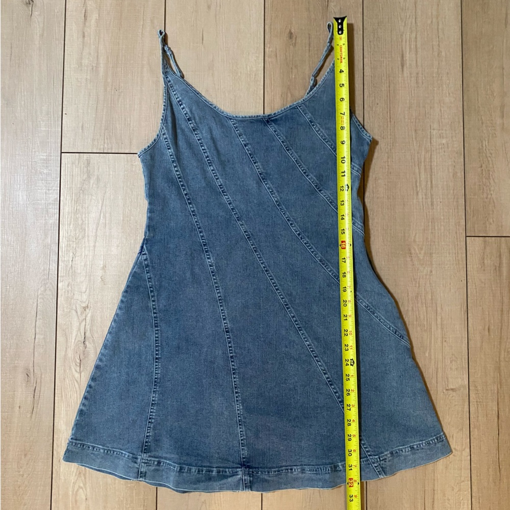Mustard Seed Denim Tank Dress – Blue, Size L Flared A-Line, Chambray Dress - Picture 4 of 13